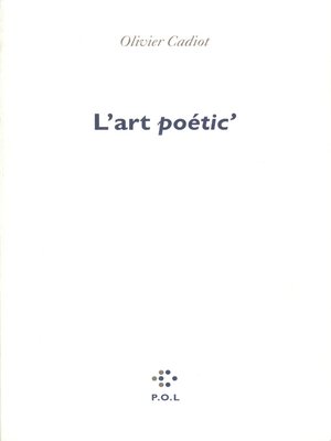 cover image of L'Art Poetic'